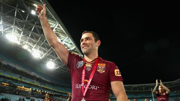 Raking it in: Maroons captain Cameron Smith thanks fans after winning the series.