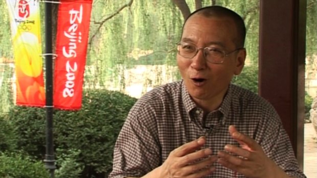 Liu Xiaobo during an interview at a park in Beijing in 2008.
