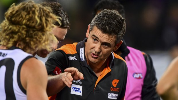 Leon Cameron offers words of wisdom to his charges.