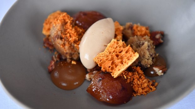 Pear, pecan, date and miso ice-cream.
