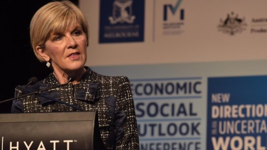 The US will remain dominant. Foreign Minister Julie Bishop at the Melbourne Institute outlook conference on Friday.