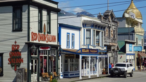 Historical facades along Broadway, Skagway's main street.