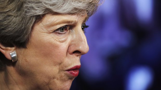 British Prime Minister Theresa May at  the G7 summit in Taormina, Italy.  