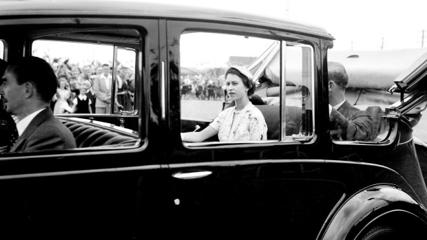 Queen Elizabeth II and Prince Philip  during the 1954 Royal Tour of Australia.