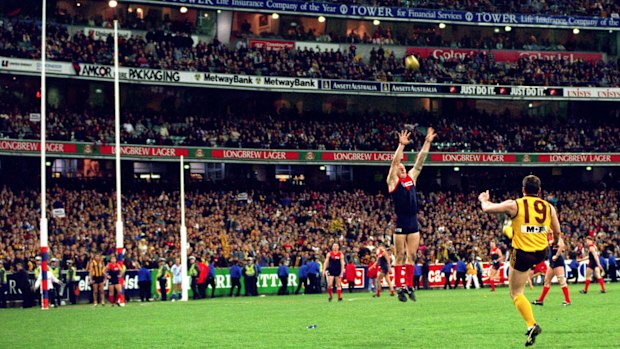 Flashback to 1996 ... Jason Dunstall kicks his 100th goal for the season.