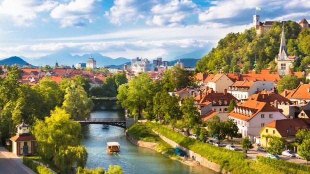 Cityscape of the Slovenian capital Ljubljana. 