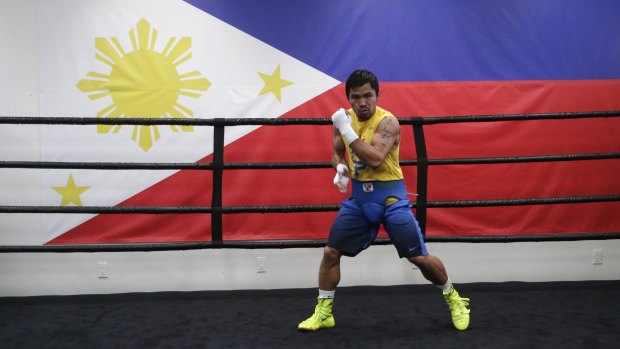 Final workout: Manny Pacquiao at Wild Card Boxing Club in Los Angeles.