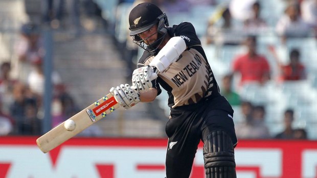 New Zealand's captain Kane Williamson hits out during his innings of 42.