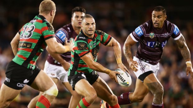 Moving on: Robbie Farah in action during his club debut for the Rabbitohs at the weekend.