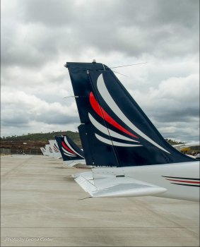 Academy planes lined up on the runway at Wellcamp Airport