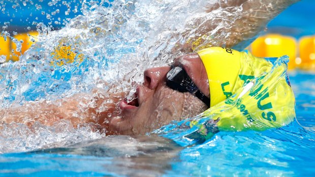 World's best: Mitch Larkin on his way to victory in the 200-metre backstroke