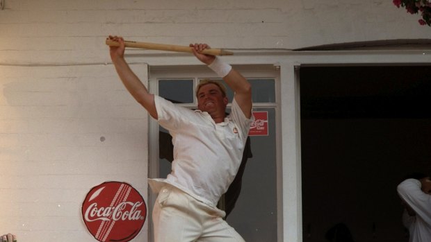 Warne's famous stump dance after Australia won the 1997 Ashes in Nottingham.