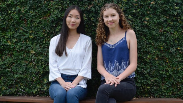 Redlands IB diploma students Lori Zhou, 17, left, and Charlie Rogers, 18, both scored 44 out of 45 in 2017.    