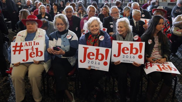 Jeb Bush supporters in Spartanburg, South Carolina. His loss in that state was his third humiliating defeat in a row.