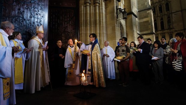 A candlelight Easter Sunday Service was held at St Paul's Cathedral in Melbourne.