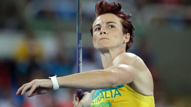 Australia's Kathryn Mitchell makes an attempt in the women's javelin final. 