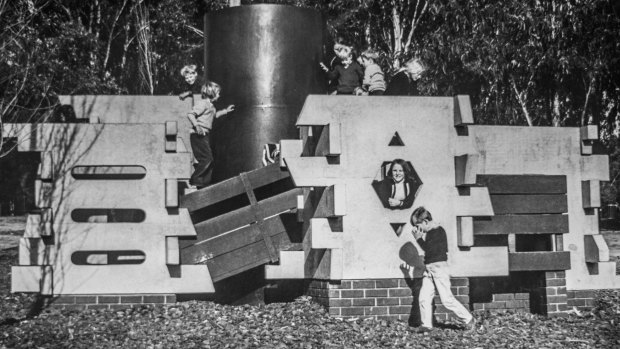 Children playing on the maze at Weston Park in 1973.
