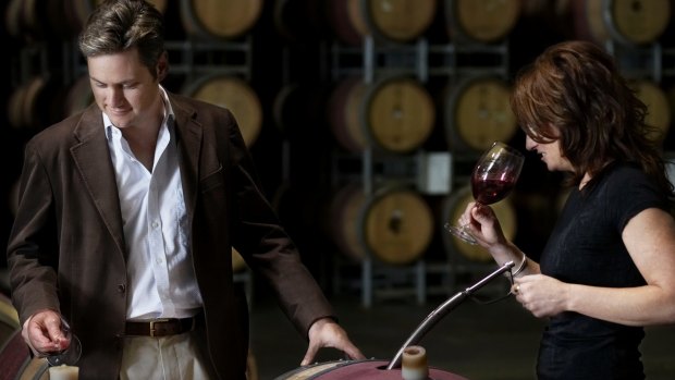 Paul Holmes a Court with chief winemaker Virginia Willcock at the Vasse Felix winery.