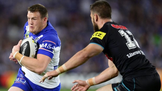 Central figure: Josh Morris on the charge against Penrith in last year's finals series.