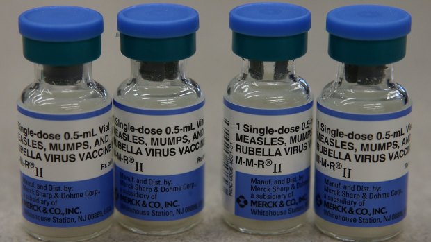 Vials of measles, mumps and rubella vaccine. More than 100 cases of measles have been confirmed in the US.