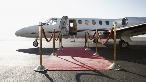 Fly the exclusive skies with a private jet and champagne all the way.