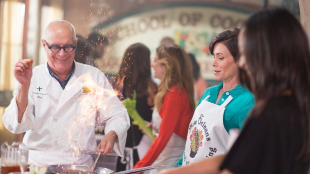 A little sizzle at the New Orleans School of Cooking.