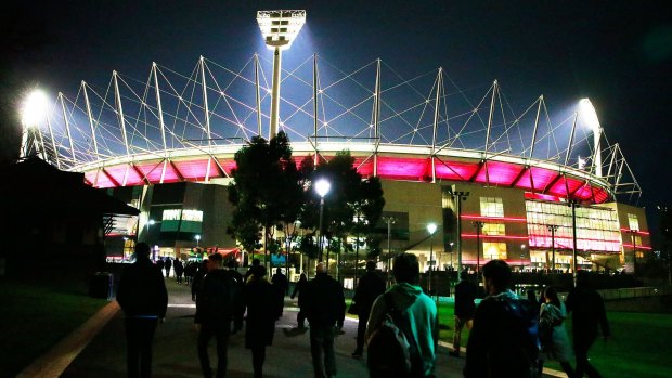 Manchester City and AS Roma supporters make their way to the MCG.