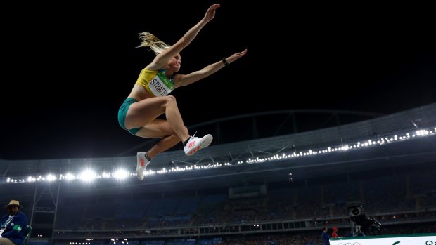  Brooke Stratton of Australia competes in the Women's Long Jump final.