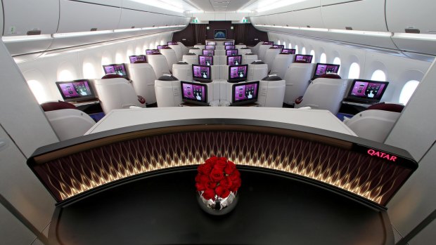 Business class on board the Qatar Airways A350.