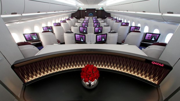 商务舱在卡塔尔航空公司A350。