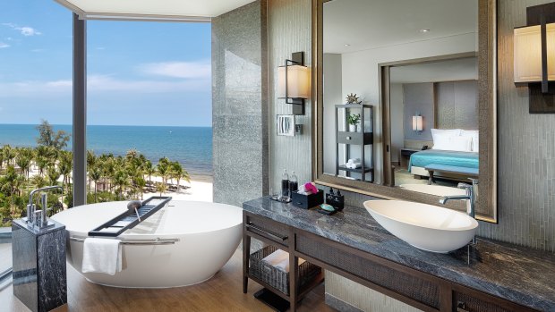 Beach views from the bath: InterContinental Phu Quoc Long Beach Resort Vietnam.