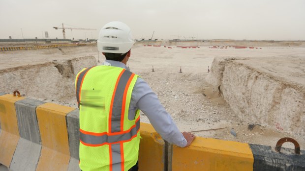 Construction in progress at one of the venues for the 2022 FIFA World Cup,  Al Rayyan Stadium.