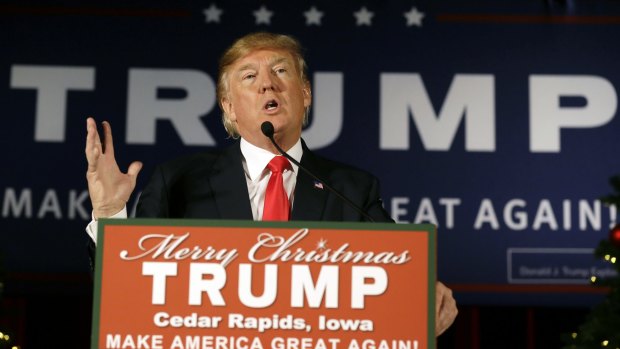 Donald Trump at a campaign rally in Cedar Rapids, Iowa.