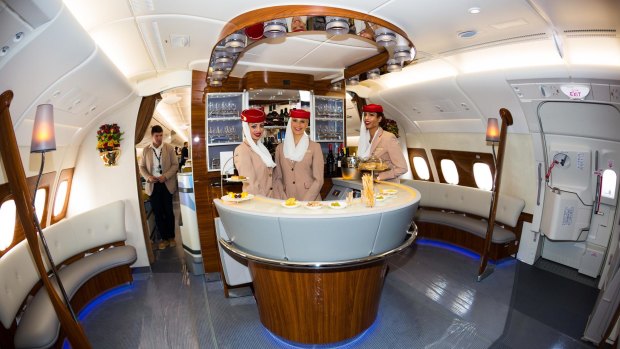 The bar on board an Emirates A380, for business and first class passengers.
