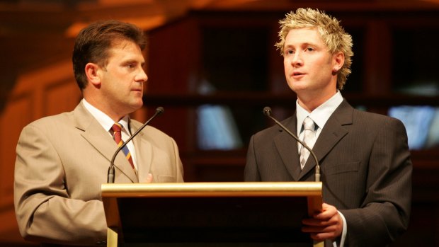 Mark Taylor and Michael Clarke back in 2004.