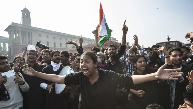 Indians protest the country's rape laws and the government response in New Delhi in 2012. 