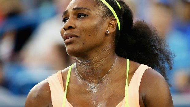 Struggling through the pain: Serena Williams.