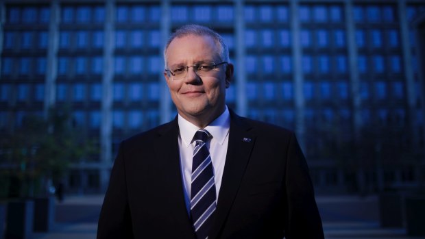 Treasurer Scott Morrison at the Treasury building in Canberra.