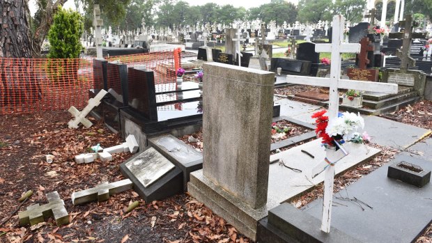 Ruined tombstones at Rookwood Cemetery.