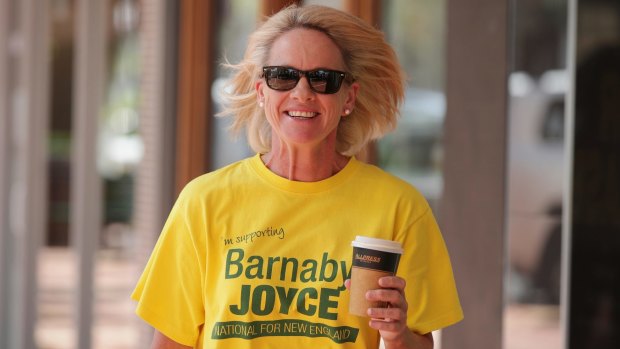Former senator Fiona Nash campaigning for Barnaby Joyce during the New England byelection last week.