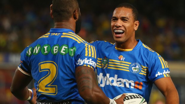 Big boots to fill: William Hopoate shone at fullback for the Eels on Friday night.