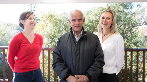 Dementia expert Kylie Radford with Claude Timbery and his daughter, Alison.