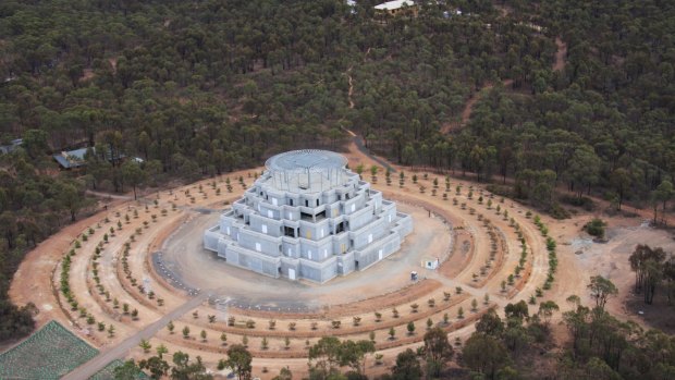 Karma country: Buddhist monument the Great Stupa of Universal Compassion, near Bendigo in Victoria, under construction earlier this year.