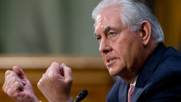 Secretary of state nominee Rex Tillerson testifies on Capitol Hill on Wednesday.