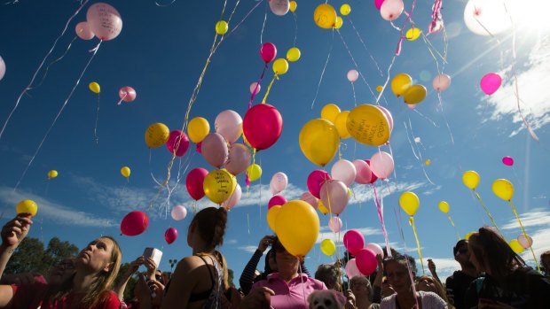 Hundreds of balloons were released in a vigil for Sanaya Sahib a fortnight ago.