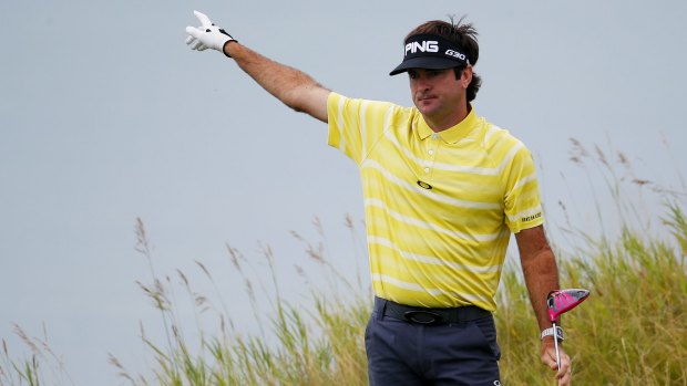 Bemused: Bubba Watson took on the rulebook and lost.