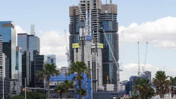 The high rise development as viewed from Barangaroo Point.