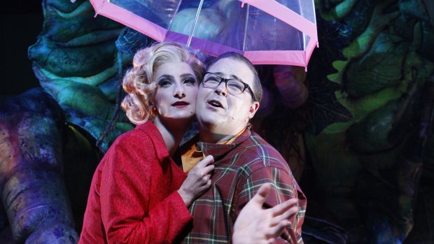 Esther Hannaford as Audrey and Brent Hill as Seymour in the Little Shop of Horrors.