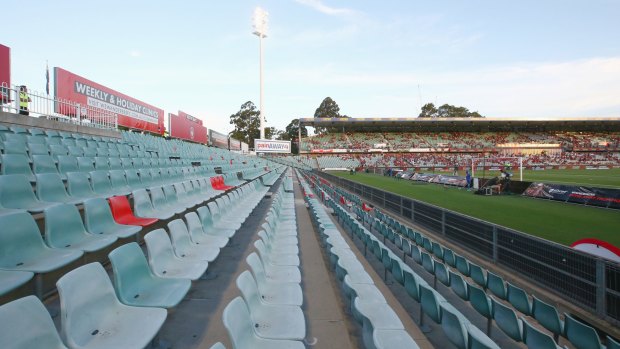 The empty seats in the bays usually taken up by Wanderers supporters before the clash with Brisbane.