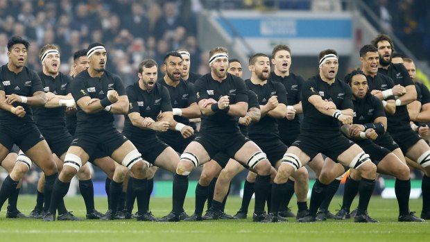 Fearsome opponents: New Zealand players perform the haka ahead of the Rugby World Cup semifinal between South Africa and New Zealand at Twickenham.